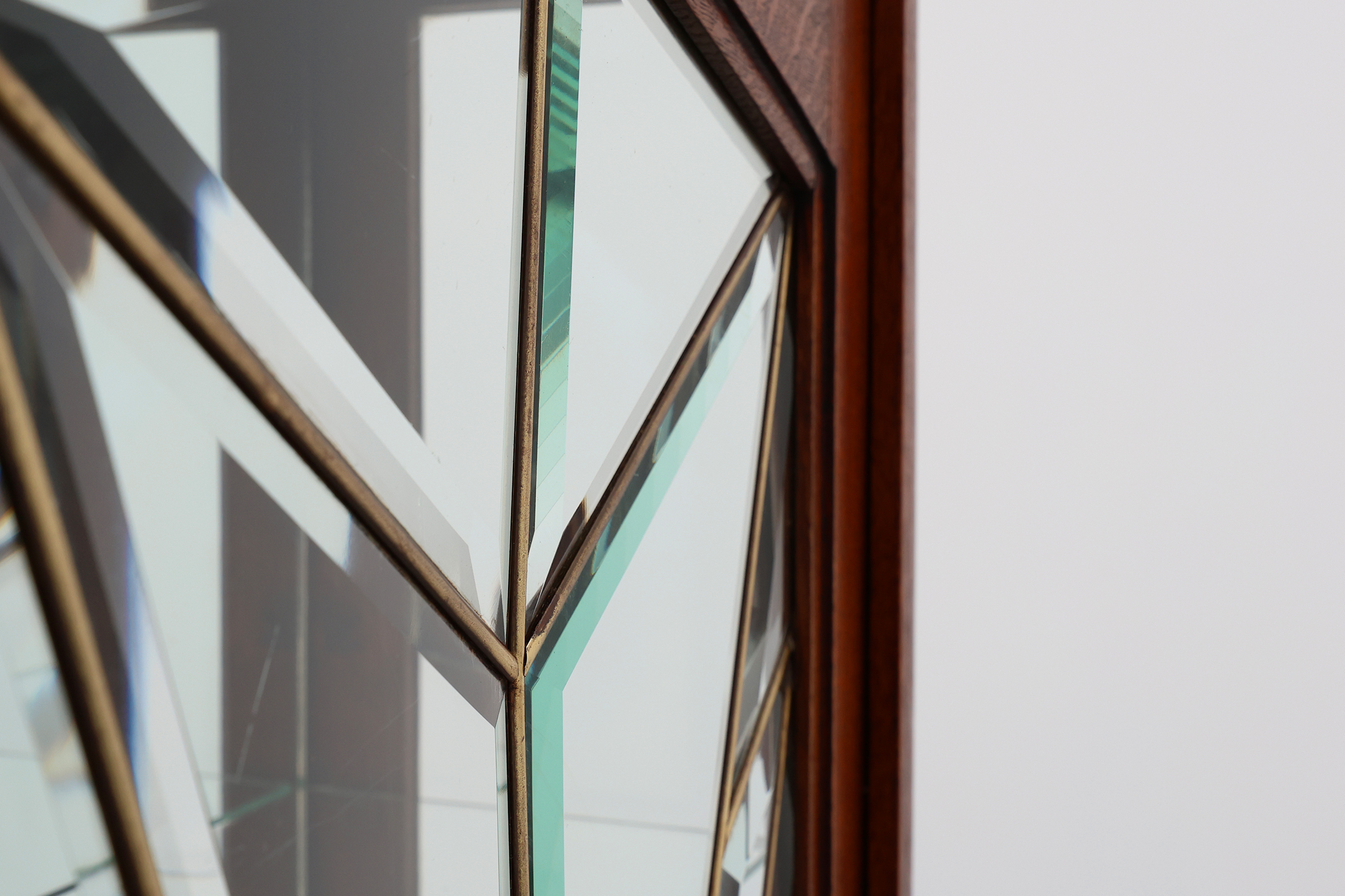 French Art Deco Oak Cabinet with Beveled Leaded Glass, ca. 1920thumbnail